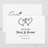 Invitation Mariage d'illustrations de Doodle en noir et blanc (Devant / Derrière)