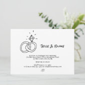 Invitation Mariage d'illustrations de Doodle en noir et blanc (Debout devant)