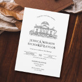 Invitation Mariage d'illustrations de lieu dessiné à la main