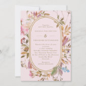 Invitation Mariage d'images Boho Spring Blush & Gold Fleurs s (Devant)