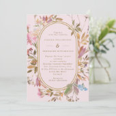 Invitation Mariage d'images Boho Spring Blush & Gold Fleurs s (Debout devant)