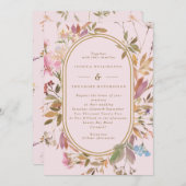 Invitation Mariage d'images Boho Spring Blush & Gold Fleurs s (Devant / Derrière)