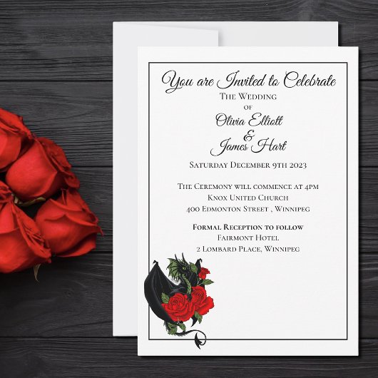 Invitation Mariage d'Imaginaire Black Dragon Red Roses