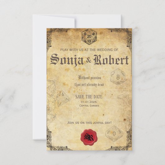 Invitation Mariage d'Imaginaire de jeu de rôle personnalisabl (Devant)