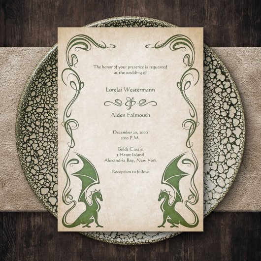 Invitation Mariage d'Imaginaire médiéval Dragon