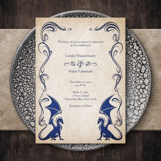 Invitation Mariage d'Imaginaire médiéval Dragon