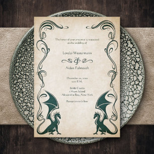 Invitation Mariage d'Imaginaire médiéval Dragon