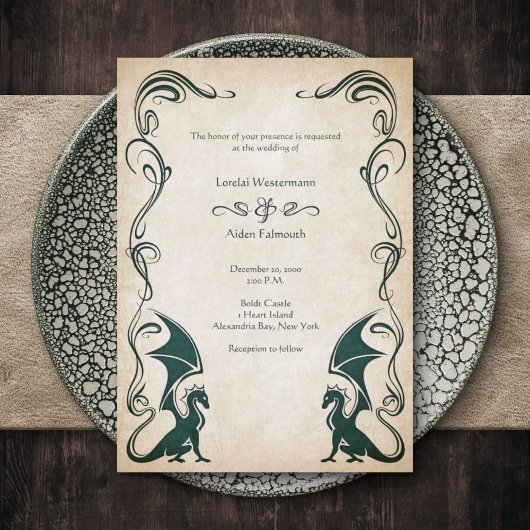 Invitation Mariage d'Imaginaire médiéval Dragon