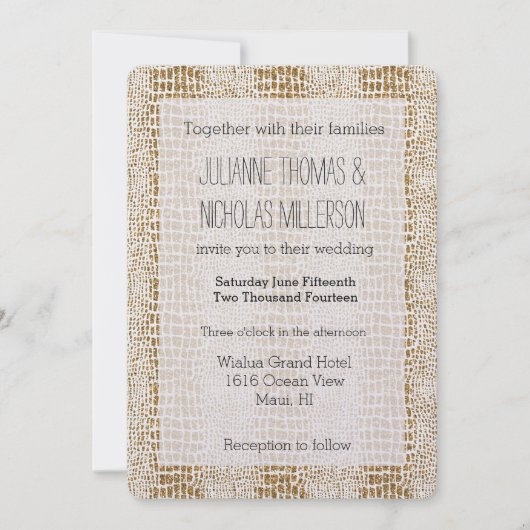 Invitation Mariage d'impression d'alligator Parties scintilla (Devant)