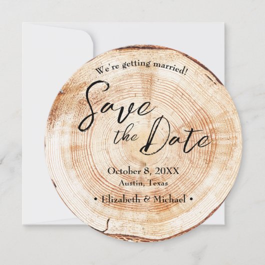 Invitation Mariage d'impression en bois rustique (Devant)