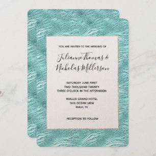 Invitation Mariage d'impression Glitzy Mint Zebra