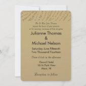 Invitation Mariage d'impression Gold Faux Parties scintillant (Devant)