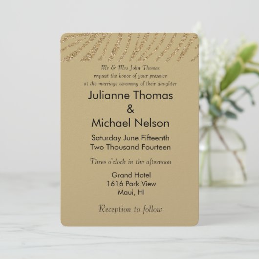 Invitation Mariage d'impression Gold Faux Parties scintillant (Debout devant)