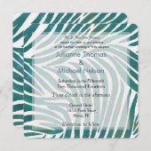 Invitation Mariage d'impression turquoise Zebra (Devant / Derrière)