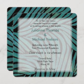Invitation Mariage d'impression turquoise Zebra (Devant / Derrière)