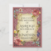 Invitation Mariage d'impression vintage (Devant)