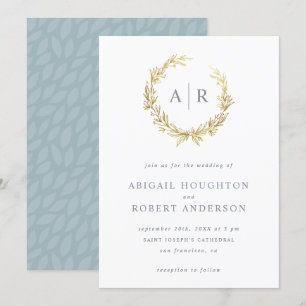 Invitation Mariage d'initiales de couronnes dorées