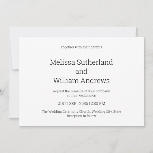 Invitation Mariage d'initialisations de Monogramme noir et bl (Devant)