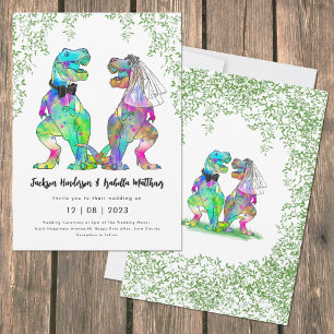 Invitation Mariage Dinosaure coloré