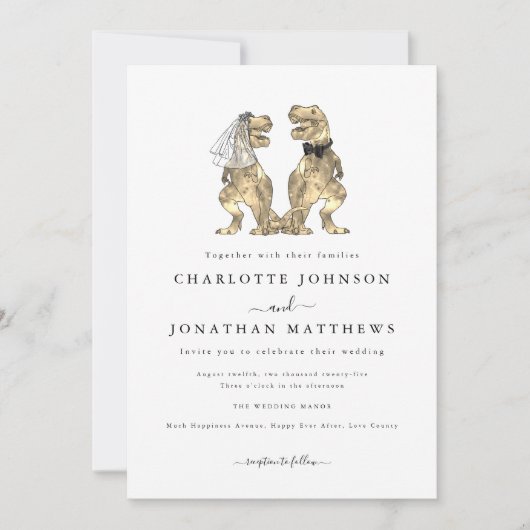 Invitation Mariage Dinosaure moderne (Devant)