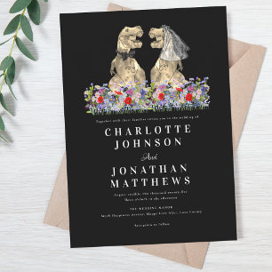 Invitation Mariage Dinosaure Noir & Blanc Fleur Sauvage