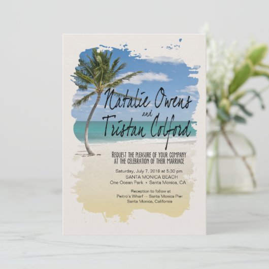 Invitation Mariage d'instantanés de plage (Debout devant)