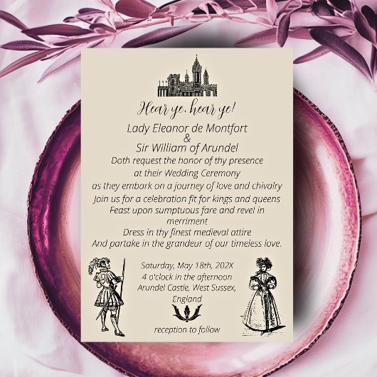 Invitation Mariage d'intégration de la Renaissance médiévale