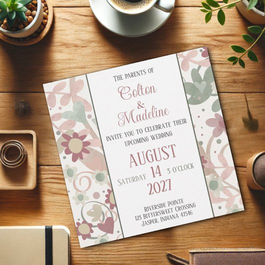 Invitation Mariage d'intégrité moderne rose floral