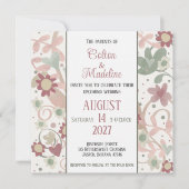 Invitation Mariage d'intégrité moderne rose floral (Devant)