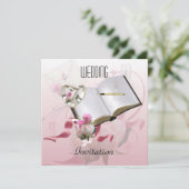 Invitation Mariage d'invitation Anneaux floraux roses (Debout devant)