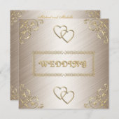 Invitation Mariage d'invitation blanc avec verres d'or (Devant / Derrière)