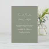 Invitation Mariage d'invitations vert olive (Debout devant)