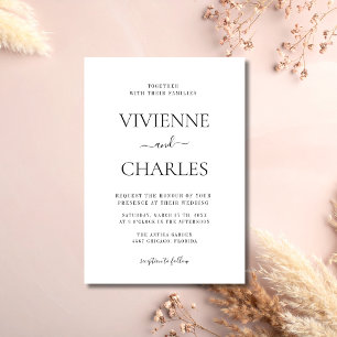 Invitation Mariage discret budget noir et blanc propre
