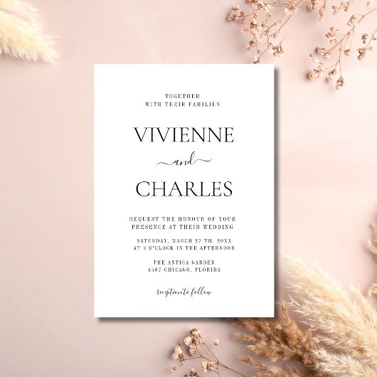 Invitation Mariage discret budget noir et blanc propre