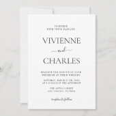 Invitation Mariage discret budget noir et blanc propre (Devant)