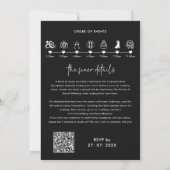 Invitation Mariage d'itinéraire du scénario de code QR noir e (Dos)