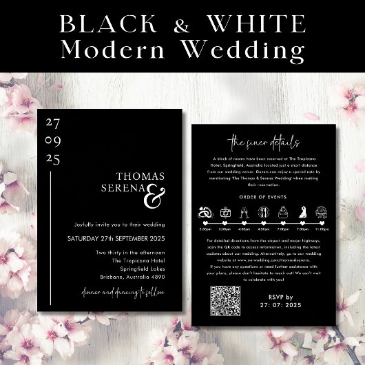Invitation Mariage d'itinéraire du scénario de code QR noir e