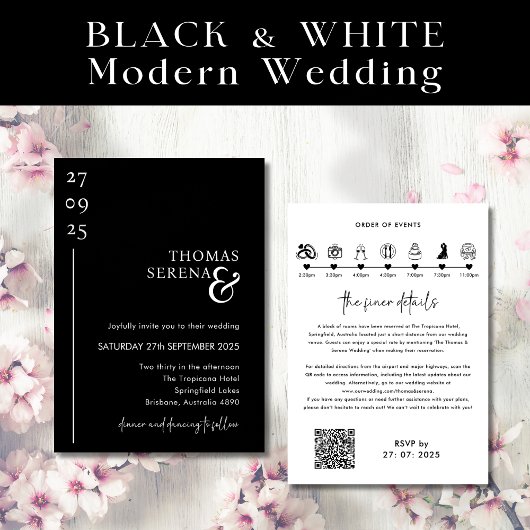 Invitation Mariage d'itinéraire du scénario de code QR noir e