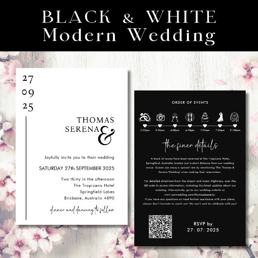 Invitation Mariage d'itinéraire du scénario de code QR noir e