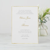 Invitation Mariage d'ivoire à cadre d'or classique simple (Debout devant)