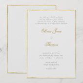 Invitation Mariage d'ivoire à cadre d'or classique simple (Devant / Derrière)