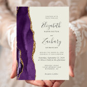 Invitation Mariage d'ivoire d'agate d'or violet moderne
