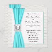 Invitation Mariage d'ivoire de diamants bleus turquoises (Devant / Derrière)