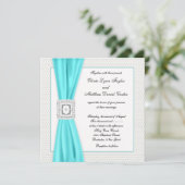 Invitation Mariage d'ivoire de diamants bleus turquoises (Debout devant)