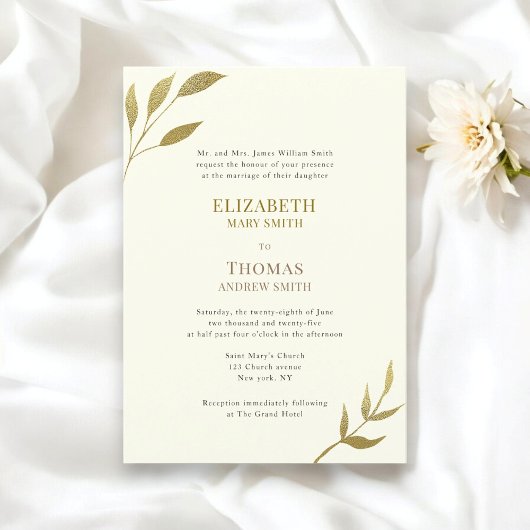 Invitation Mariage d'ivoire et d'or