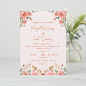 Invitation Mariage d'ivoire fleuri Boho (Debout devant)