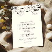 Invitation Mariage d'ivoire floral à main simple