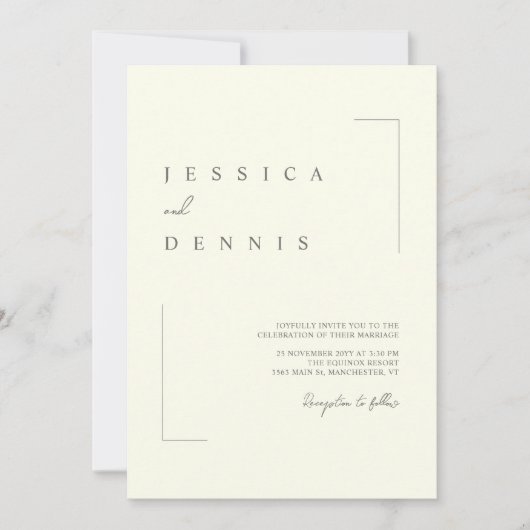 Invitation Mariage d'ivoire minimal moderne (Devant)