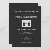 Invitation Mariage DJ virtuel minimaliste - Charbon (Devant / Derrière)