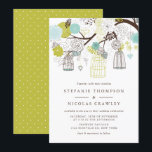 Invitation Mariage d'oiseaux à pendage vert et bleu<br><div class="desc">Célébrez votre histoire d'amour avec notre faire-part de mariage personnalisable en cage d'oiseaux avec des cages d'oiseaux délicates, des fleurs romantiques et des petits oiseaux sucrés. Ce faire-part de mariage romantique est parfait pour les mariages rustiques, vintages, de jardin ou de printemps et ajoute une touche d'élégance fantaisiste à votre...</div>